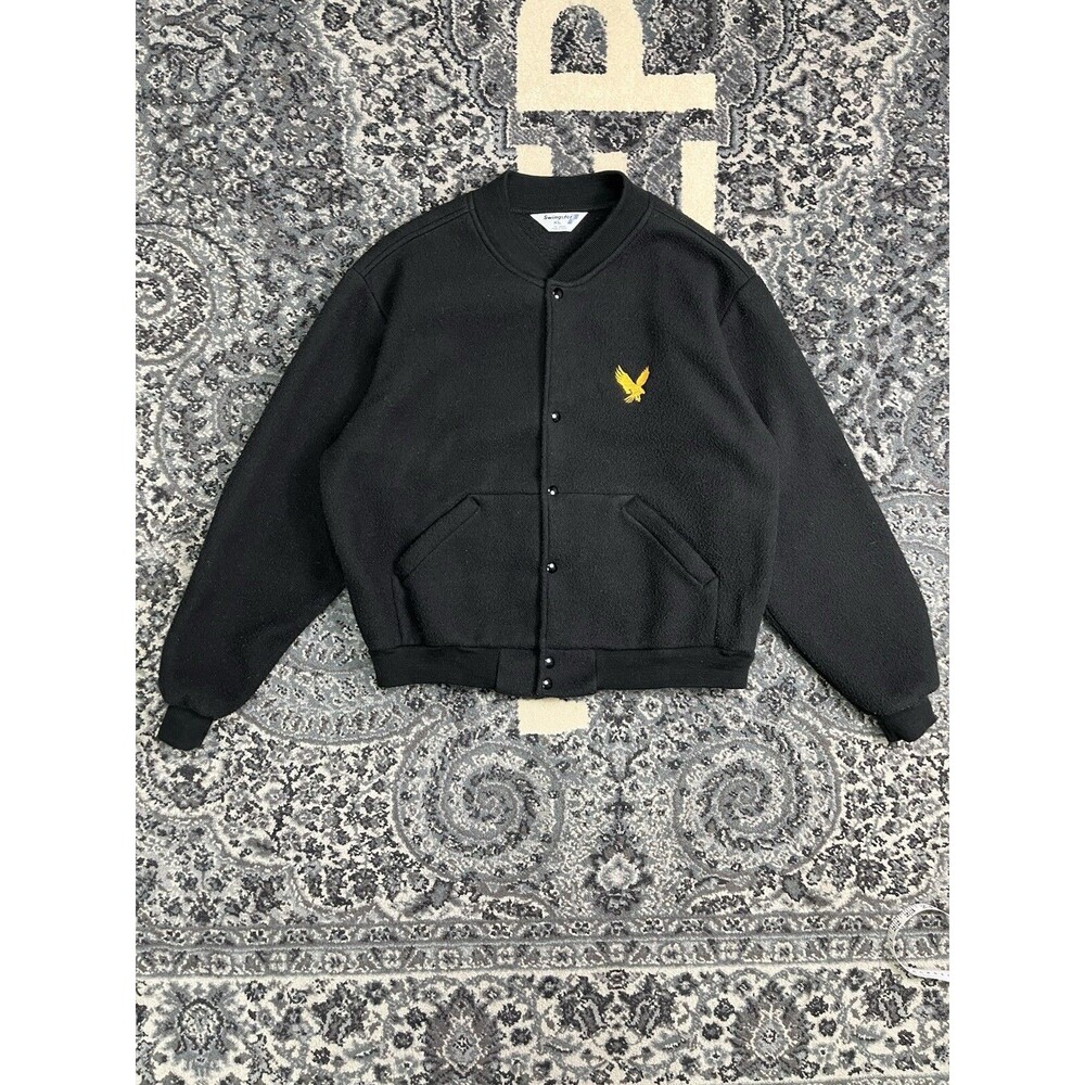 Vintage 90s Swingster Fleece Bomber jacket XL Made In USA Black